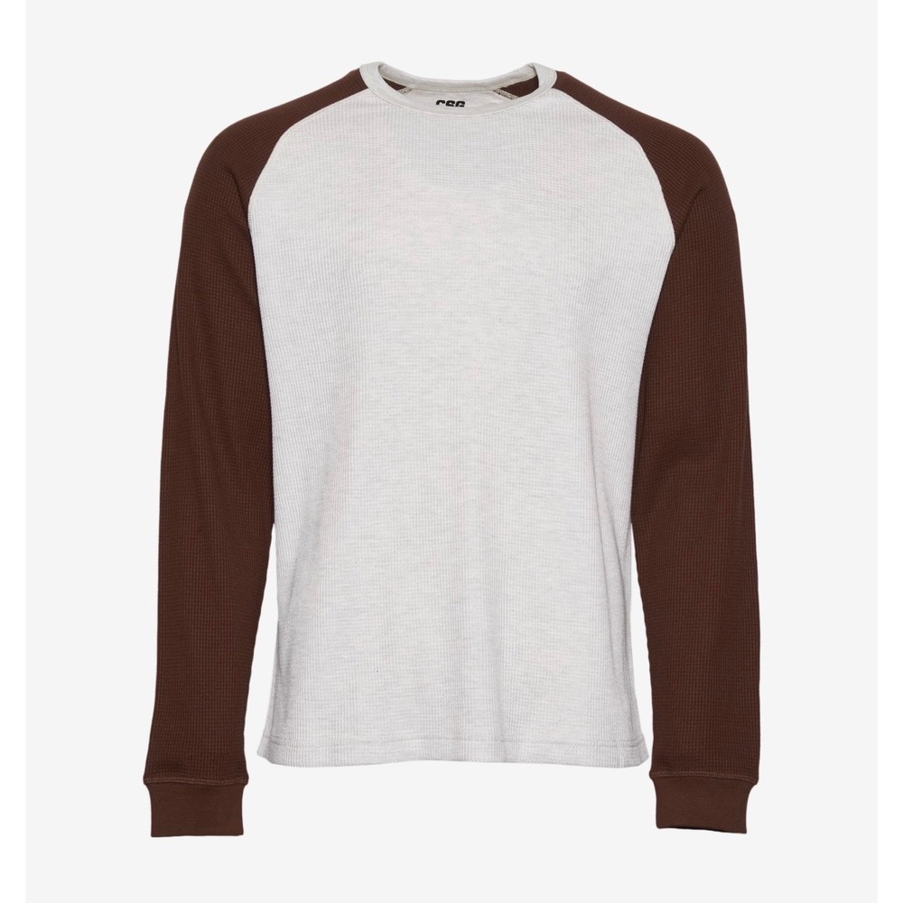 CSG Men's Raglan Thermal – Oatmeal & Chestnut – Large – NWT